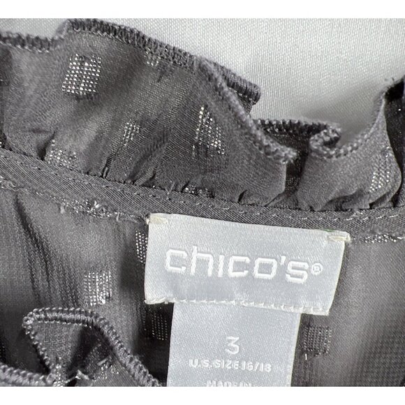 Chicos Women's Blouse Size XL Whimsy Goth Metallic Gray Beaded Bohemian Sheer - Picture 3 of 13